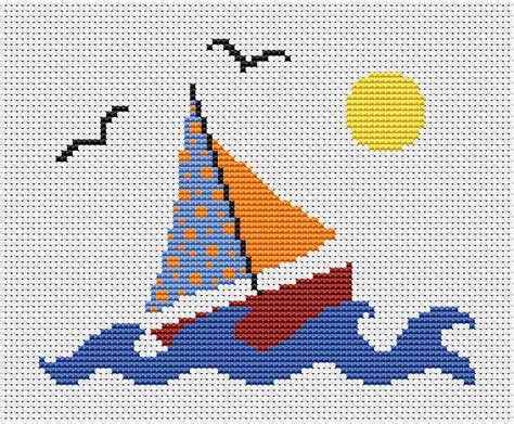 Boat Cross Stitch Pattern Sailing Counted Cross Stitch Sailboat