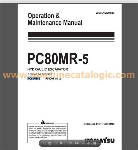 Komatsu Pc80mr 5 Hydraulic Excavator Operation And Maintenance Manual Machine Catalogic