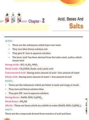 Class 10 Science Acid Bases And Salts Notes Important Questions