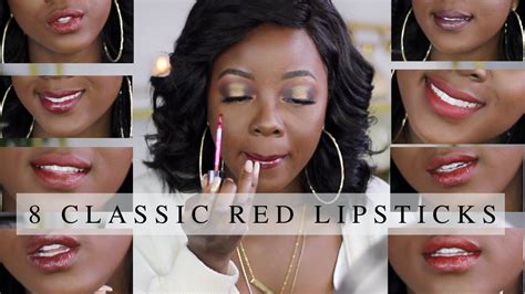 8 Classic Red Lipsticks On Dark Skin Rachaelnalumu Youtube