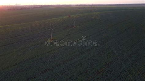 Agricultural Fields Green Agro-industrial Plants and High Voltage Power Lines Stock Photo ...