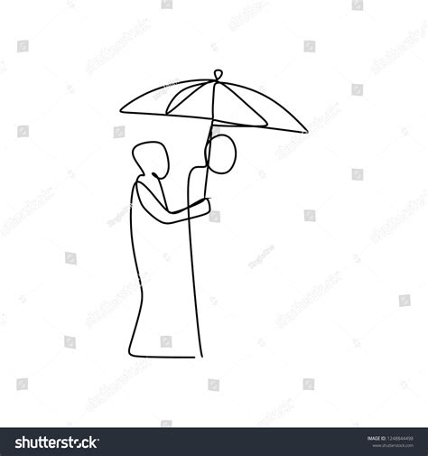 Romantic Couple Umbrella Illustration Using One Stock Vector Royalty Free 1248844498