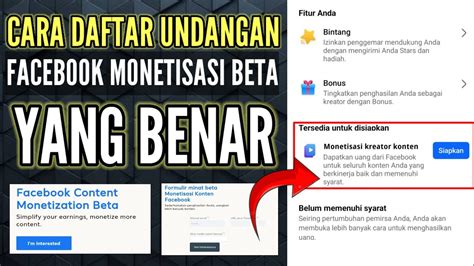 Cara Daftar Fitur Monetisasi BETA Di Facebook YouTube