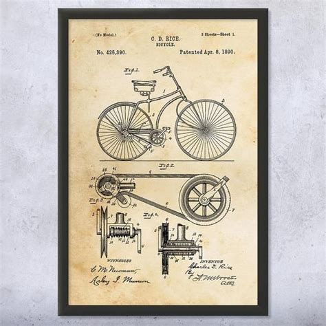 Framed Bicycle Wall Art Print Bicycle Lover T Bicycle Etsy