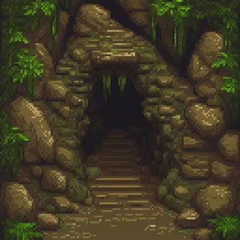 Pixel art of a jagged cave entrance by Jonatan Gonzalez Pluderi - Playground