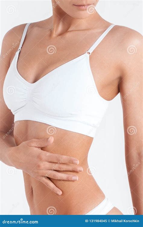 Beautiful Body Of Slender Girl Close Up On White Stock Image Image