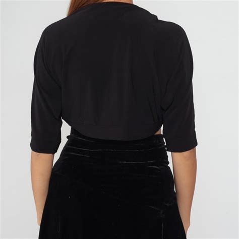 Black Bolero Jacket 90s Cropped Blazer Open Front Hal Gem