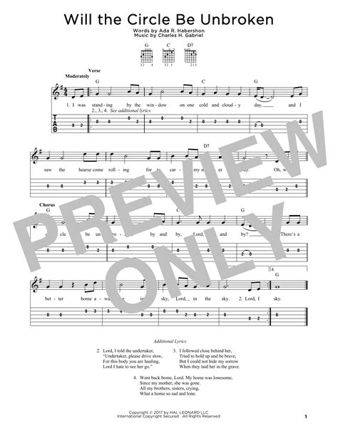 Will The Circle Be Unbroken Sheet Music Ada R Habershon Solo Guitar