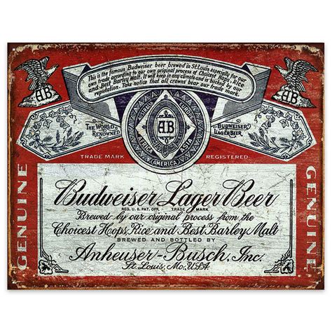 Vintage Budweiser Lager Beer Label - Free Shipping!