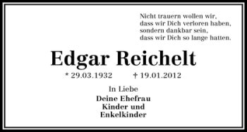 Traueranzeigen Von Edgar Reichelt Trauer Gedenken