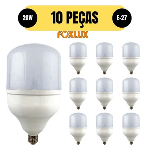 KIT 10 LAMPADA 20W 6500K BIVOLT E27 ALTA POTENCIA FOXLUX Elétrica