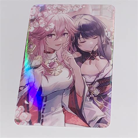 Yae Miko And Raiden Genshin Impact Art Goddess Story Anime Waifu Card