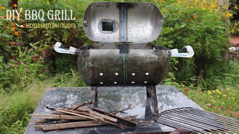 HOW TO MAKE BBQ GRILL FROM A EMPTY GAS CYLINDER DIY BBQ GRILL FROM