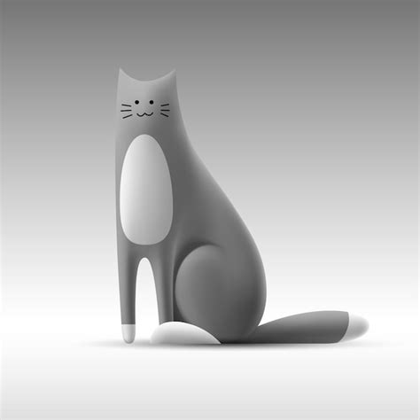 Gato gris en estilo de dibujos animados en 3d ilustración aislada de