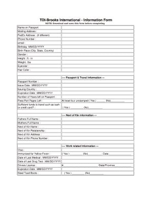 Fillable Online Form Tdi Brooks International Inc Fax Email Print