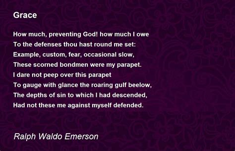 Grace Poem by Ralph Waldo Emerson - Poem Hunter