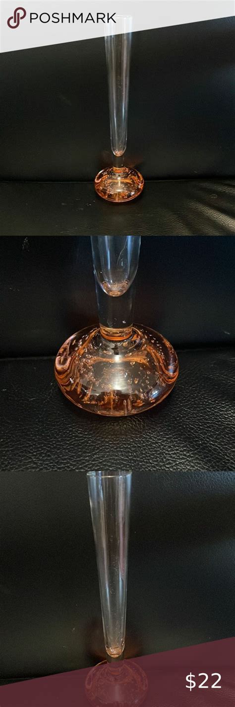 Vintage Hand Blown Bubble Glass Amber Colored Bud Vase Paper Weight Bud Vases Bubble Glass