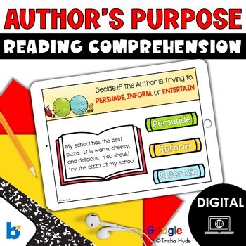 Author S Purpose Reading Comprehension Google Slides Boom Cards