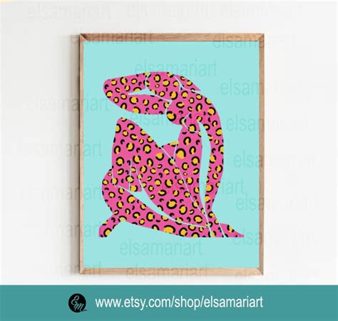Henri Matisse Cutouts Nude Woman Wall Art Pink Mint Leopard Etsy