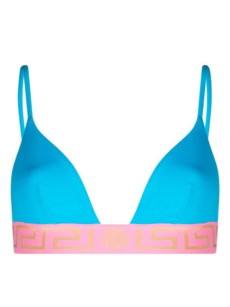 Versace Greca Border Triangle Bikini Top Farfetch