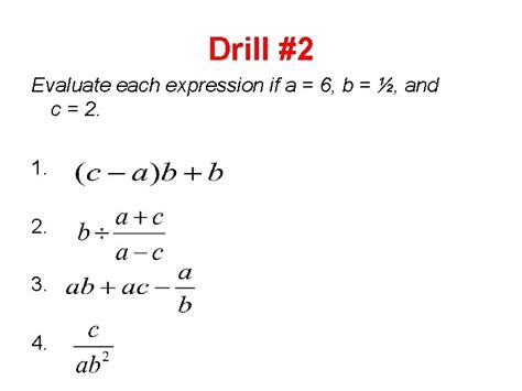 Drill 2 Evaluate Each Expression If A 6