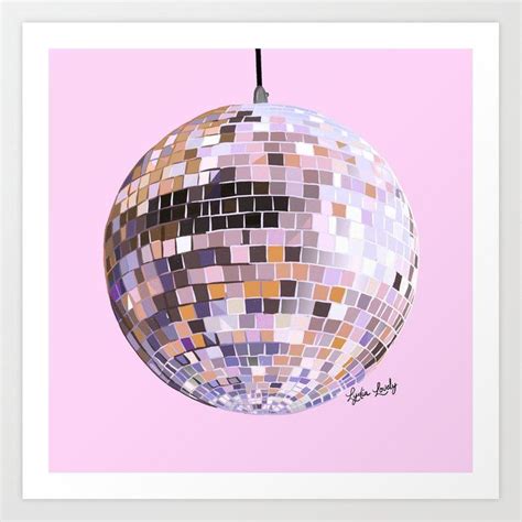 Disco Ball Dance The Night Away Orange And Pink Pink Background Art