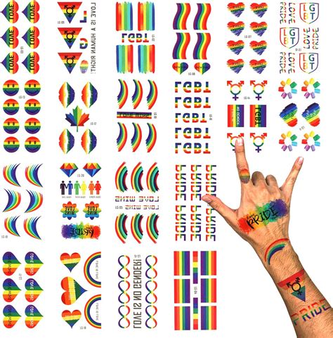 Phogary Lgbtq Temporary Tattoos 20 Sheets Rainbow Tattoos Gay Pride Tattoos For Celebration