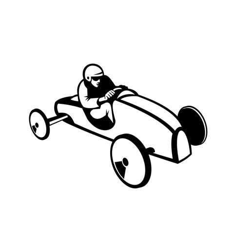 Soap Box Derby or Soapbox Car Racer Racing Retro Black and White 1918103 Vector Art at Vecteezy