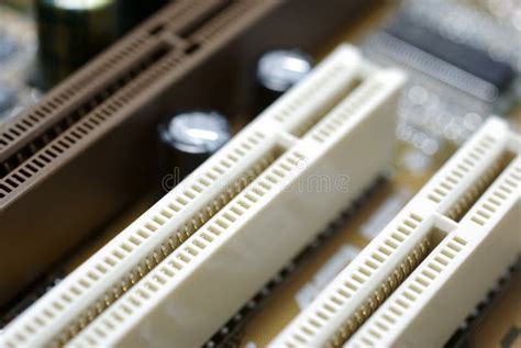 PCI slots close up stock image. Image of descriptive, equipment - 7323075