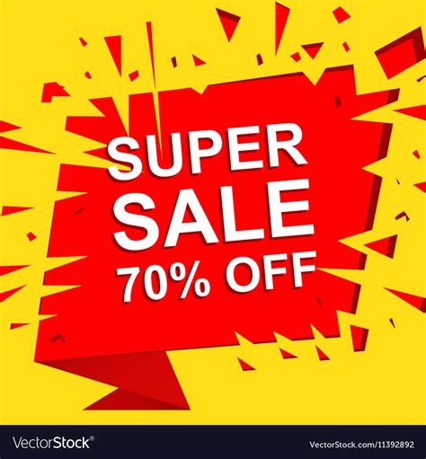 Big Sale Poster With Super Sale 70 Percent Off Vector Image