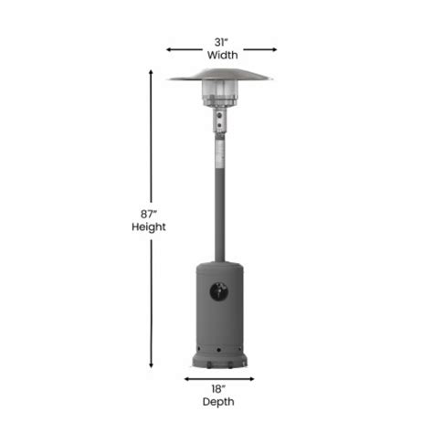 Sol Patio Outdoor Heating Slate Gray Stainless Steel 40000 Btu Propane Heater With 31x18x87 Qfc