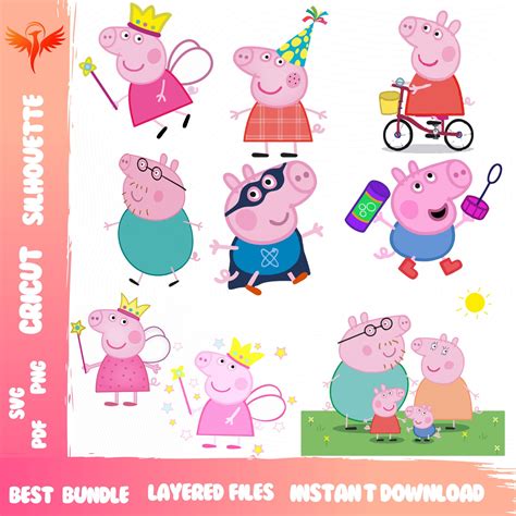 Peppa Pig Svg Bundle Layered Svg Layered And Instant Downloadable