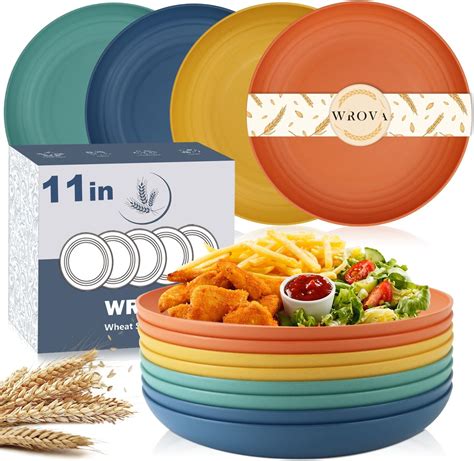 Amazon Wrova Large Wheat Straw Plates 11 Inches Unbreakable Big