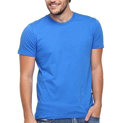 Camiseta Masculina Básica Azul Royal Lisa 100 Algodão Vesttuario