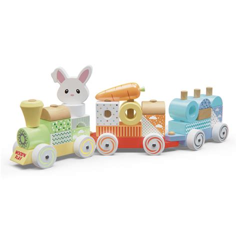 Train d éveil en bois lapin 2 wagons WOOD N PLAY King Jouet