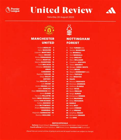 Th August Manchester United V Nottingham Forest Fa Premier