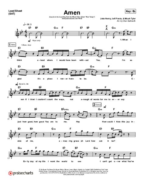 Amen Sheet Music Pdf Micah Tyler Praisecharts