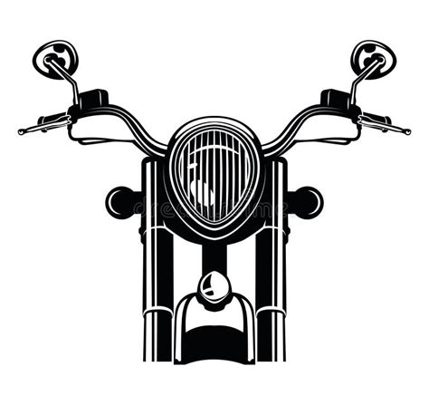 Ilustración Clásica De La Vista Frontal De La Motocicleta Vector De