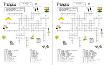 French ER IR And RE Verbs Crossword Puzzles Image IDs And Verb