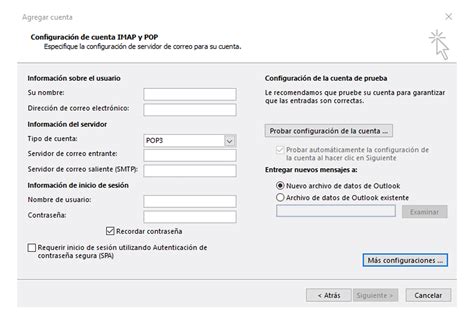 Configuración manual para Outlook 2016 POP de correo de SpaceMail