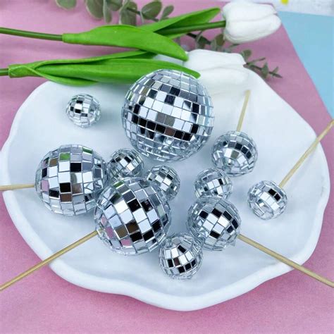 Pcs Disco Ball Cake Toppers Mirror Ball Toothpick Ball Cake