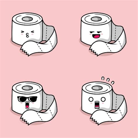 Premium Vector Vector Illustration Of Cute Toilet Paper Emoji