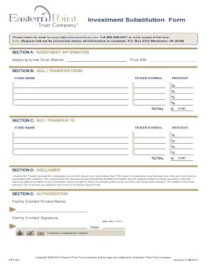 Fillable Online Investment Substitution Form Fax Email Print PdfFiller