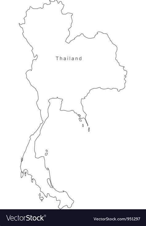 Black white thailand outline map Royalty Free Vector Image