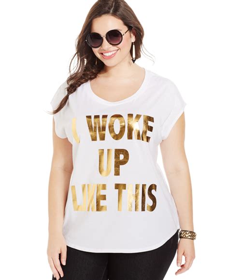 Rebellious One Plus Size Metallic Graphic Tee Tops Plus Sizes Macy S Plus Size Outfits