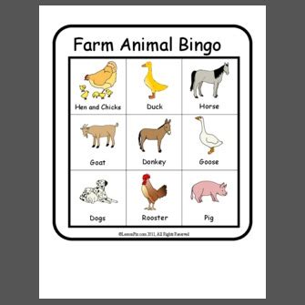 Farm Animal Bingo