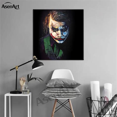 Wall Art Batman Heath Ledger Joker Original Watercolor Canvas Painting