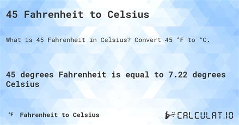 45 Fahrenheit To Celsius Calculatio