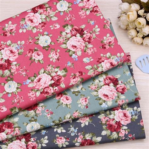 Rose Floral Cotton Fabric Shabby Chic Rose Cotton Flower Etsy Uk