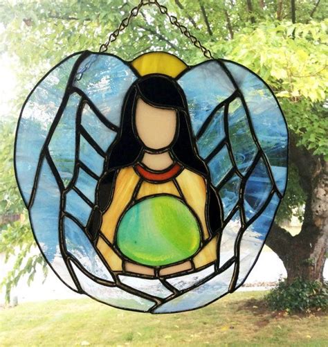 Angels Stained Glass Angel Suncatchers Religious Decor Etsy Stained